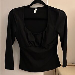 Athleta Elegant Black Scoop Neck Blouse